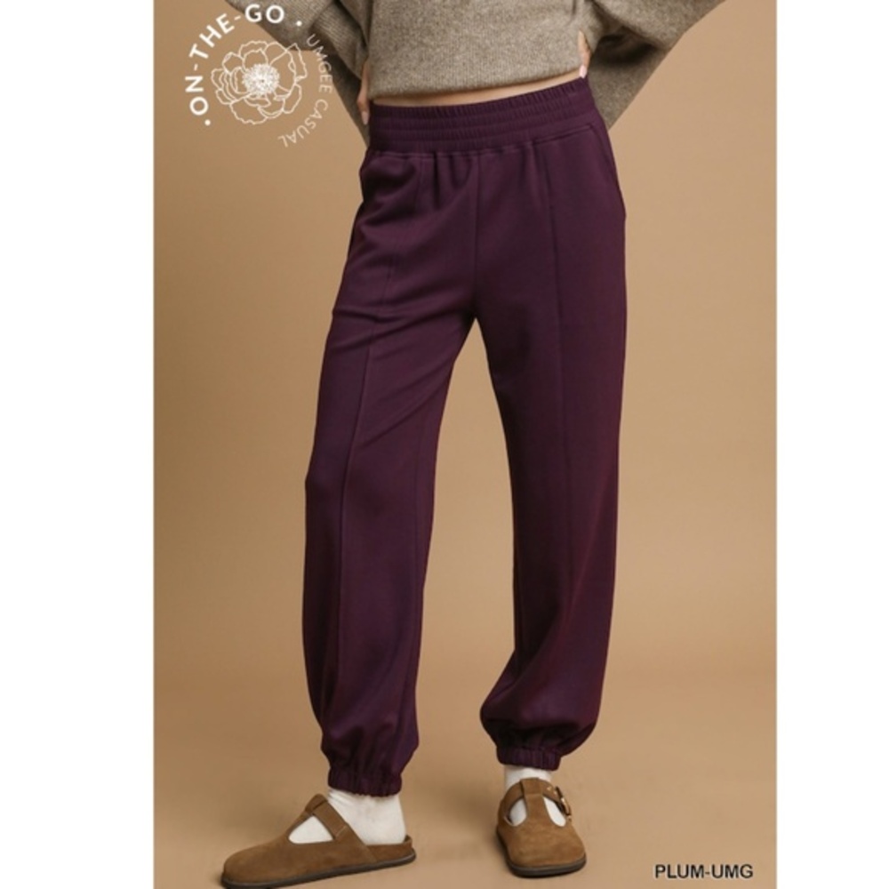 🆕 Umgee Plum Track Joggers. L. NWT!🔥🔥